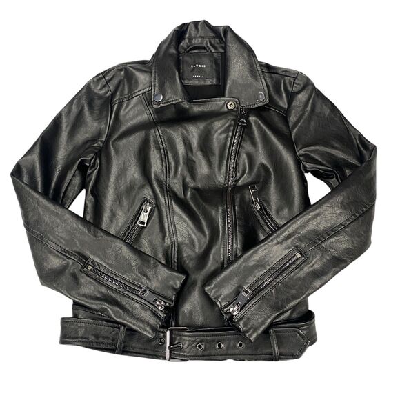 Elodie Nordstrom Womens Size XS Moto Jacket Black Faux Leather - Picture 11 of 16